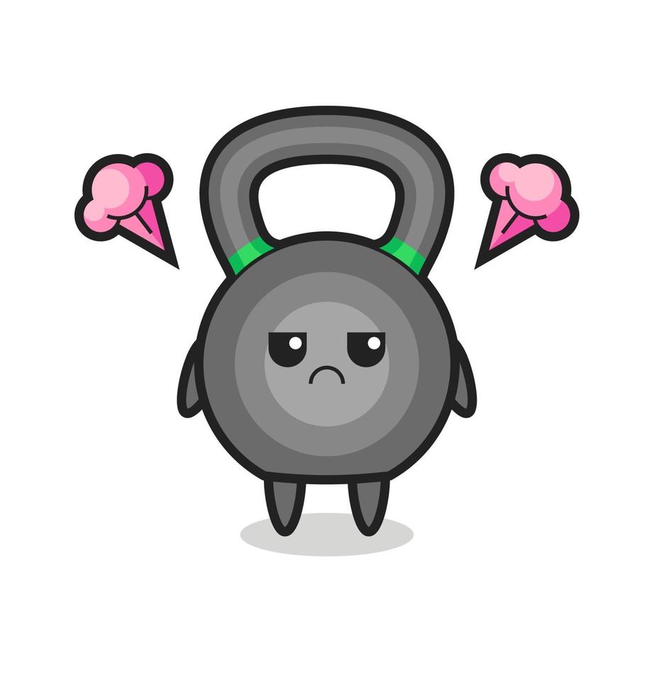 annoyed expression of the cute kettleball cartoon character vector