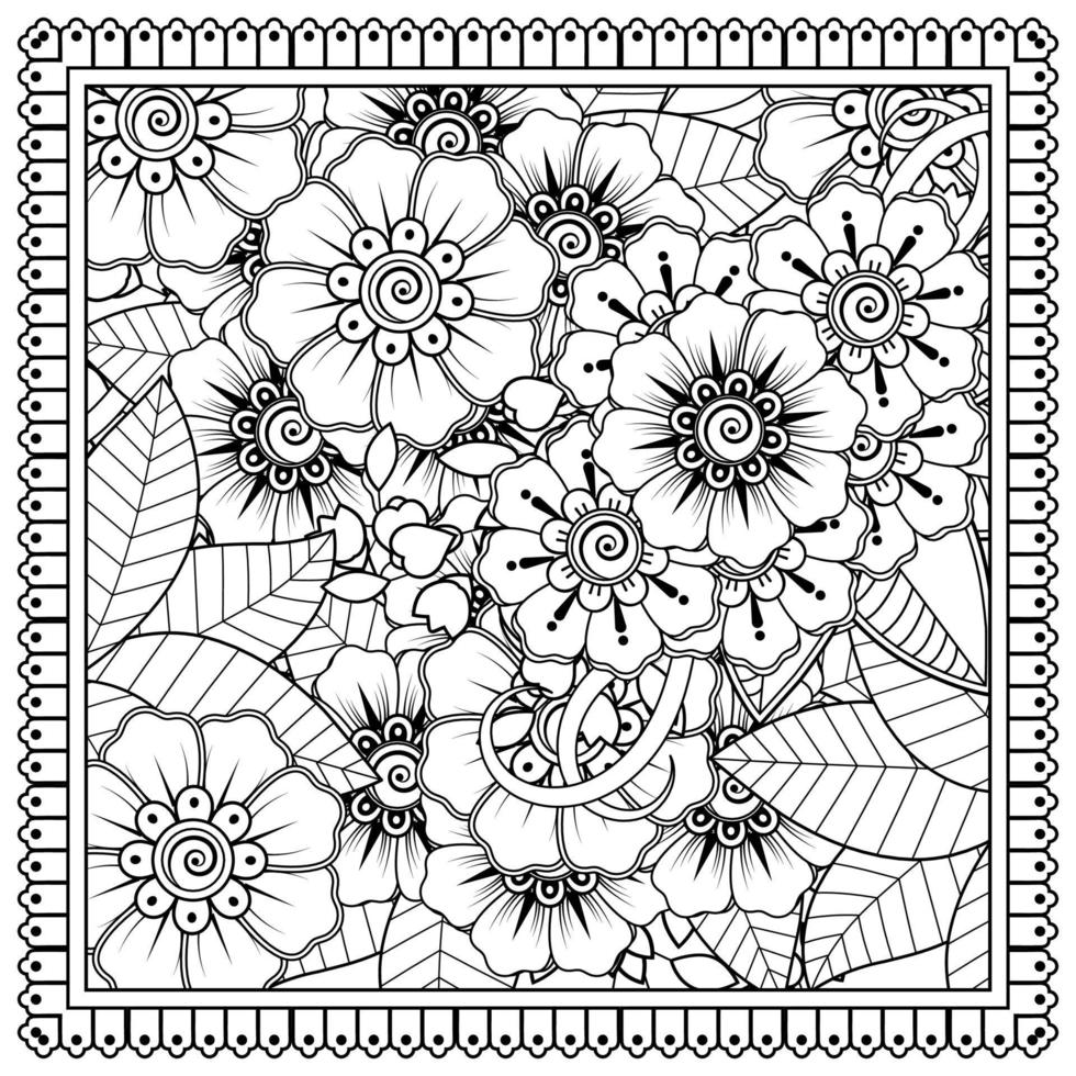 Adorno decorativo de flores mehndi en estilo étnico oriental vector