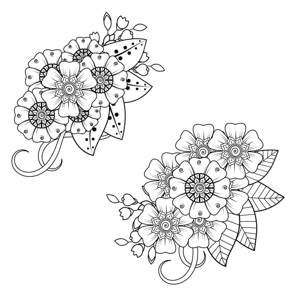 Adorno decorativo de flores mehndi en estilo étnico oriental vector