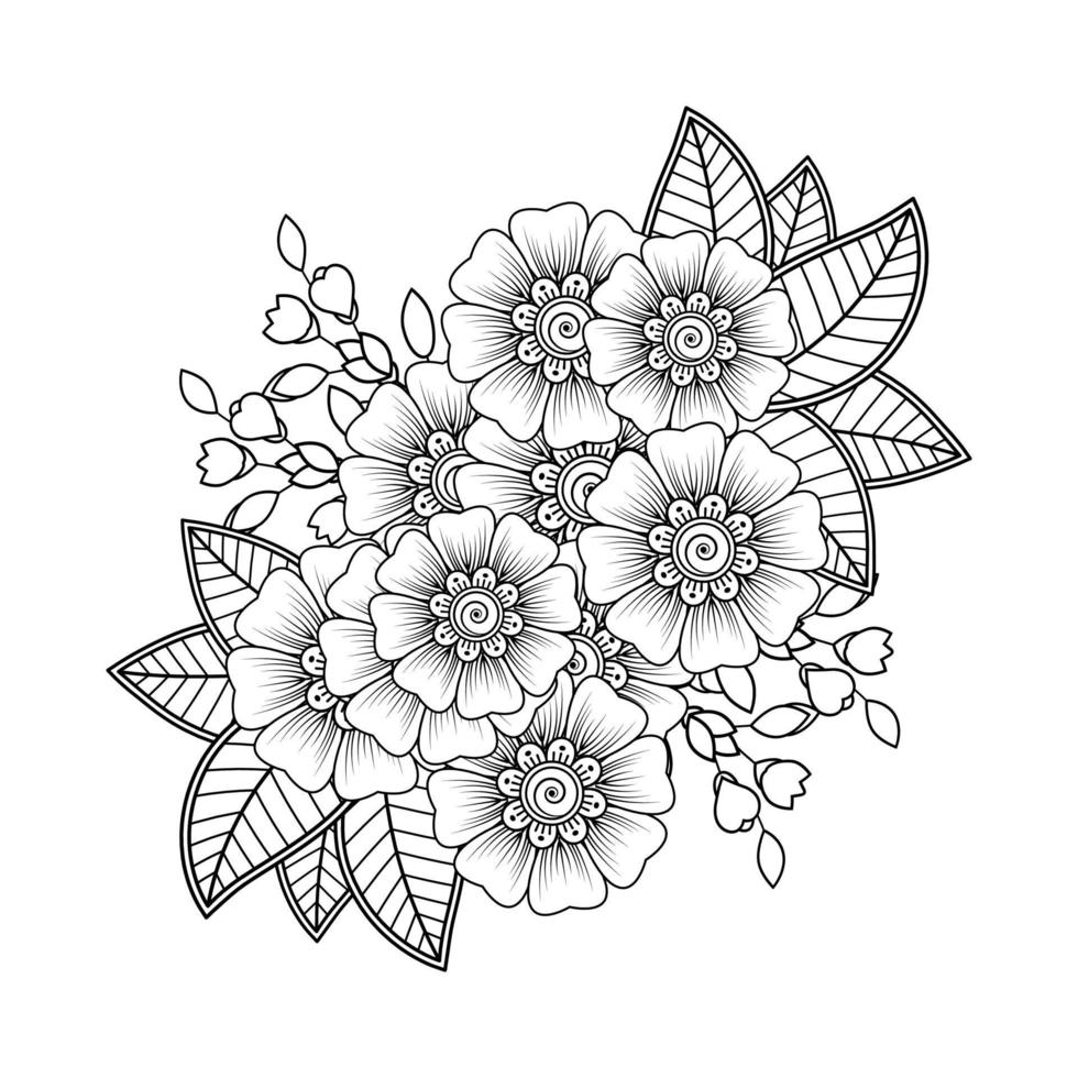 mehndi flower decorative ornament in ethnic oriental style vector