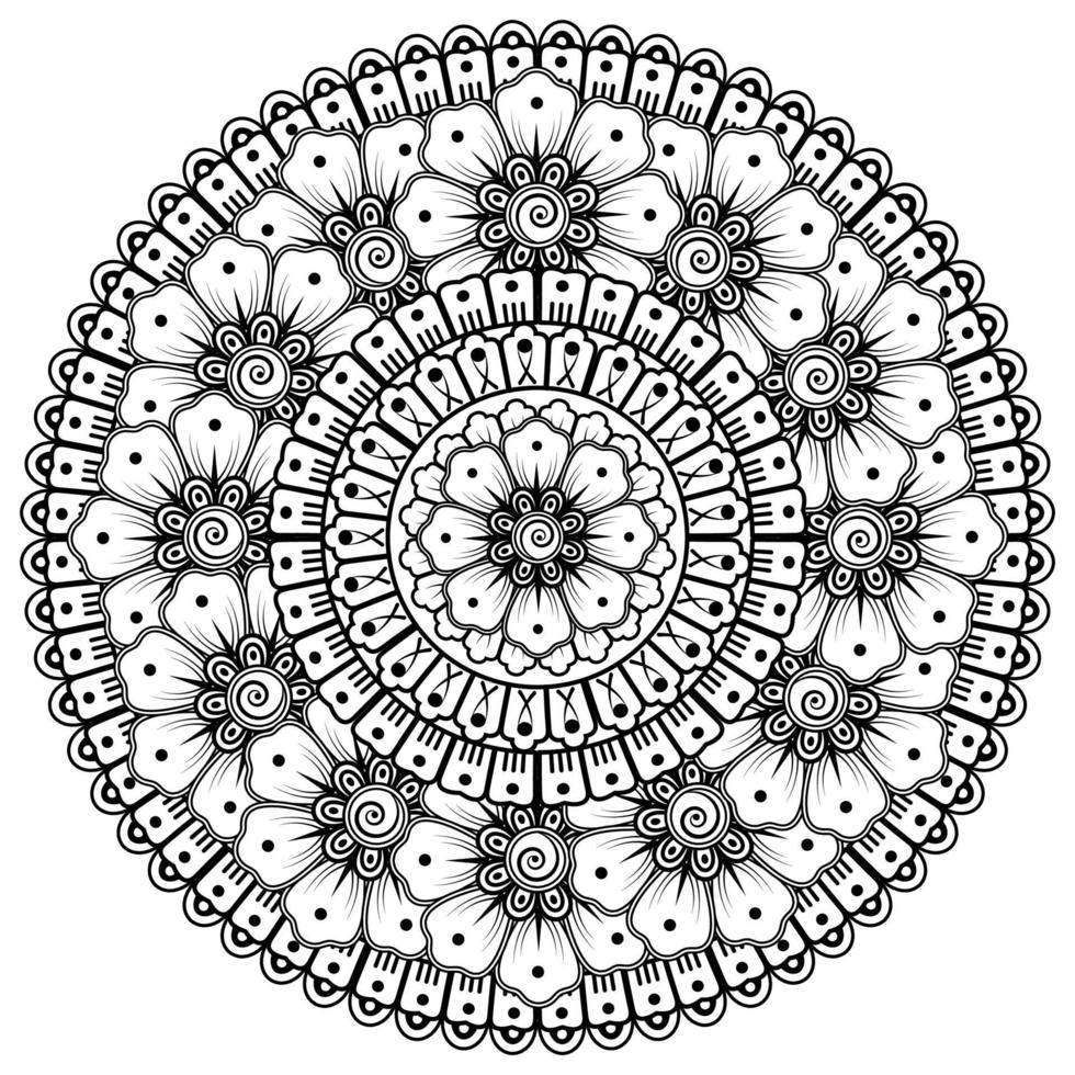 Adorno decorativo de flores mehndi en estilo étnico oriental vector