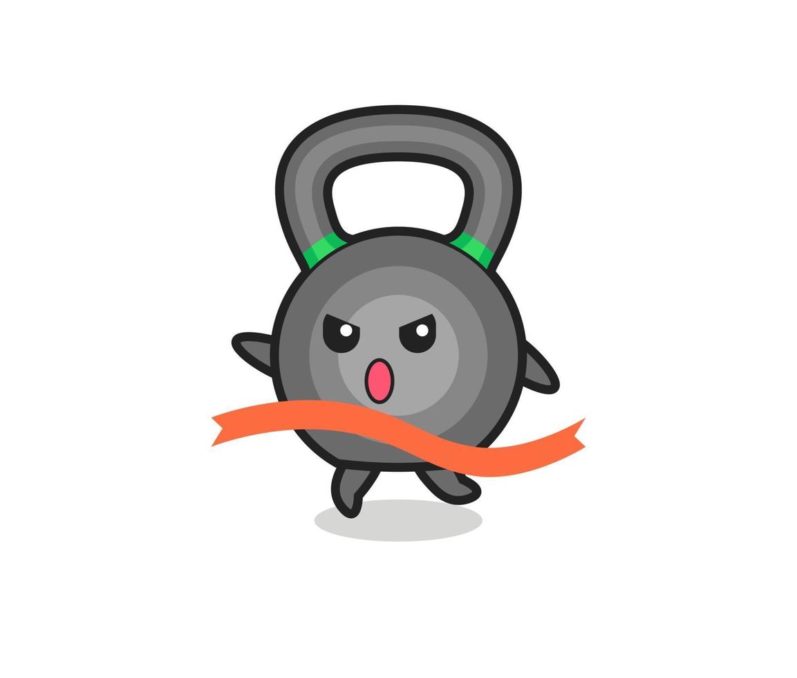 cute kettleball illustration is reaching the finish vector