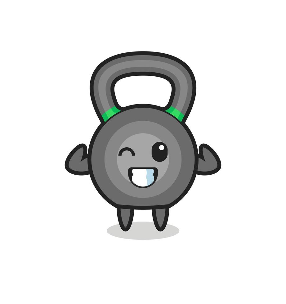 the muscular kettleball character is posing showing his muscles vector
