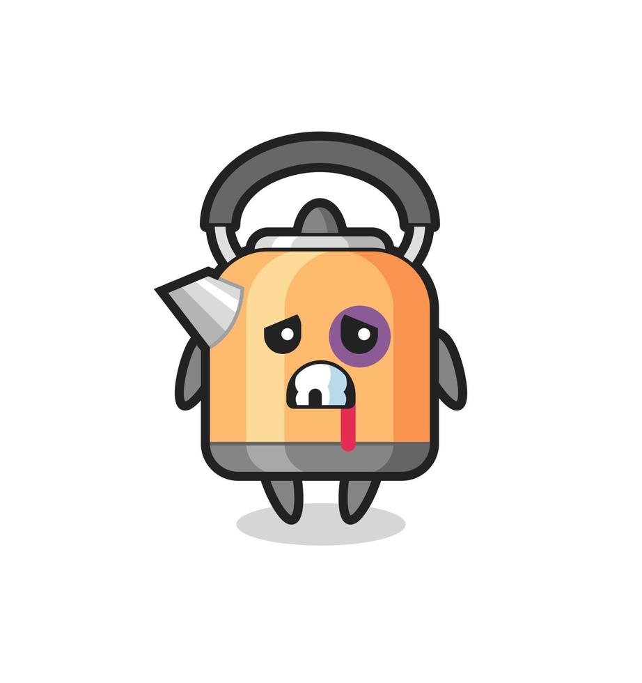injured kettle character with a bruised face vector
