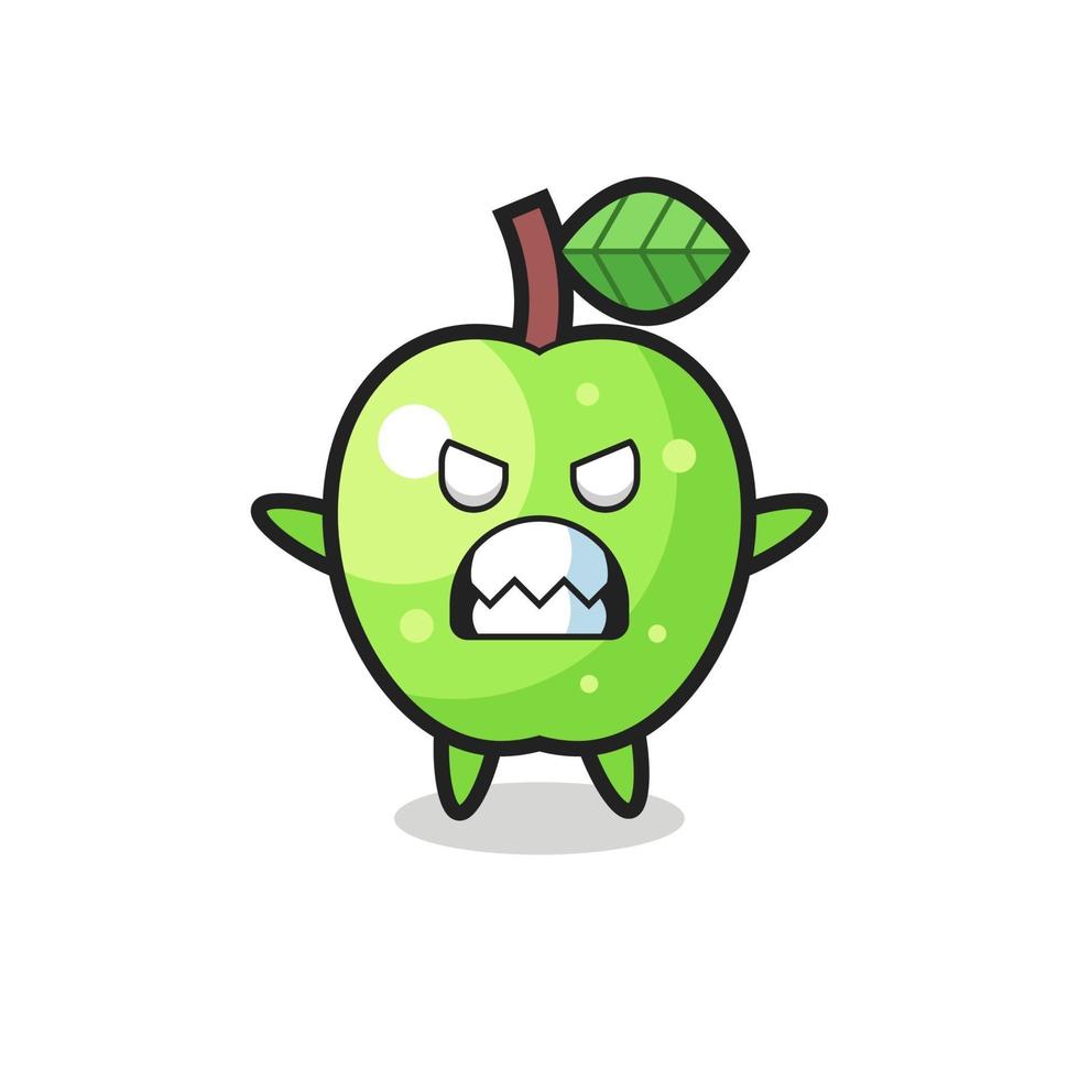 wrathful expression of the green apple mascot character vector