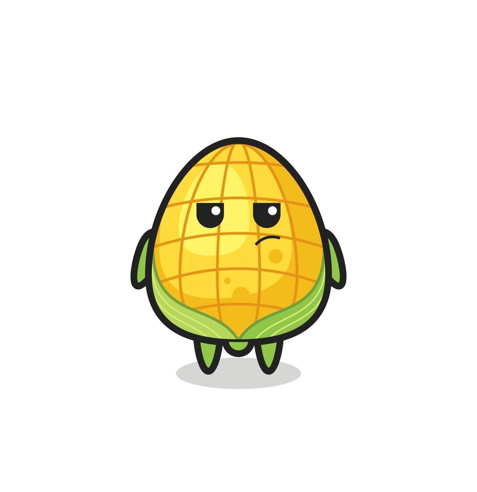 cute corn character with suspicious expression vector