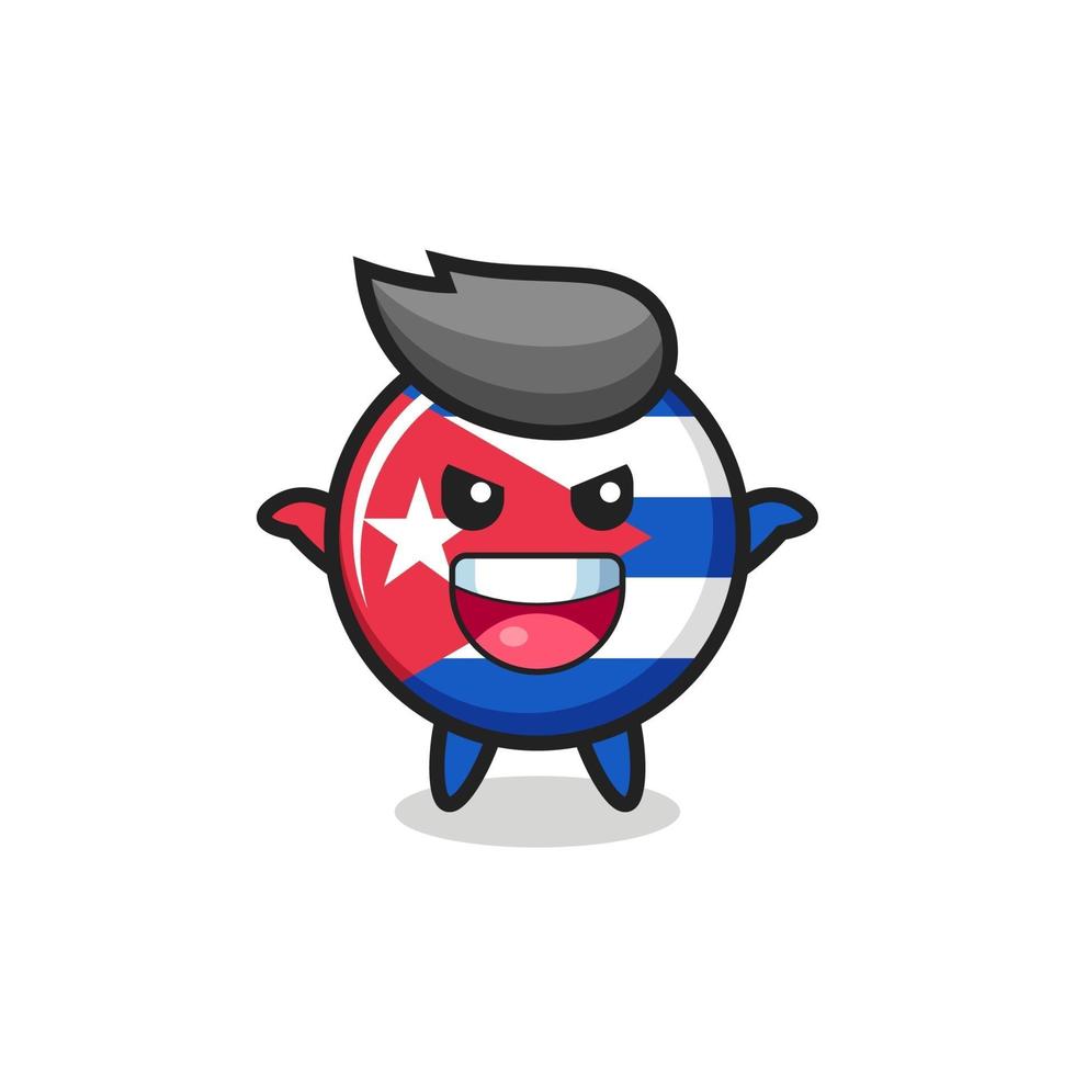 the illustration of cute cuba flag badge doing scare gesture vector