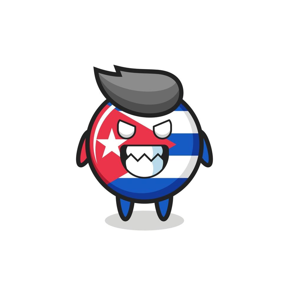 evil expression of the cuba flag badge cute mascot character vector