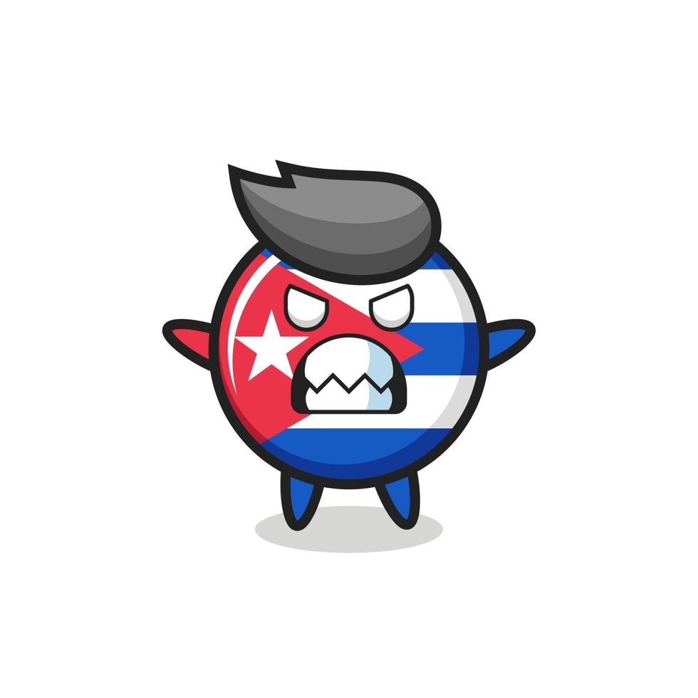 expresión airada del personaje de la mascota de la insignia de la bandera de cuba vector