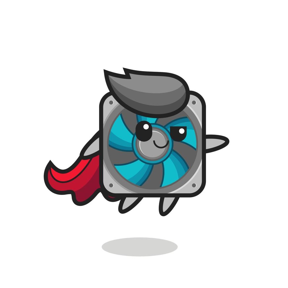 cute computer fan superhero character is flying vector