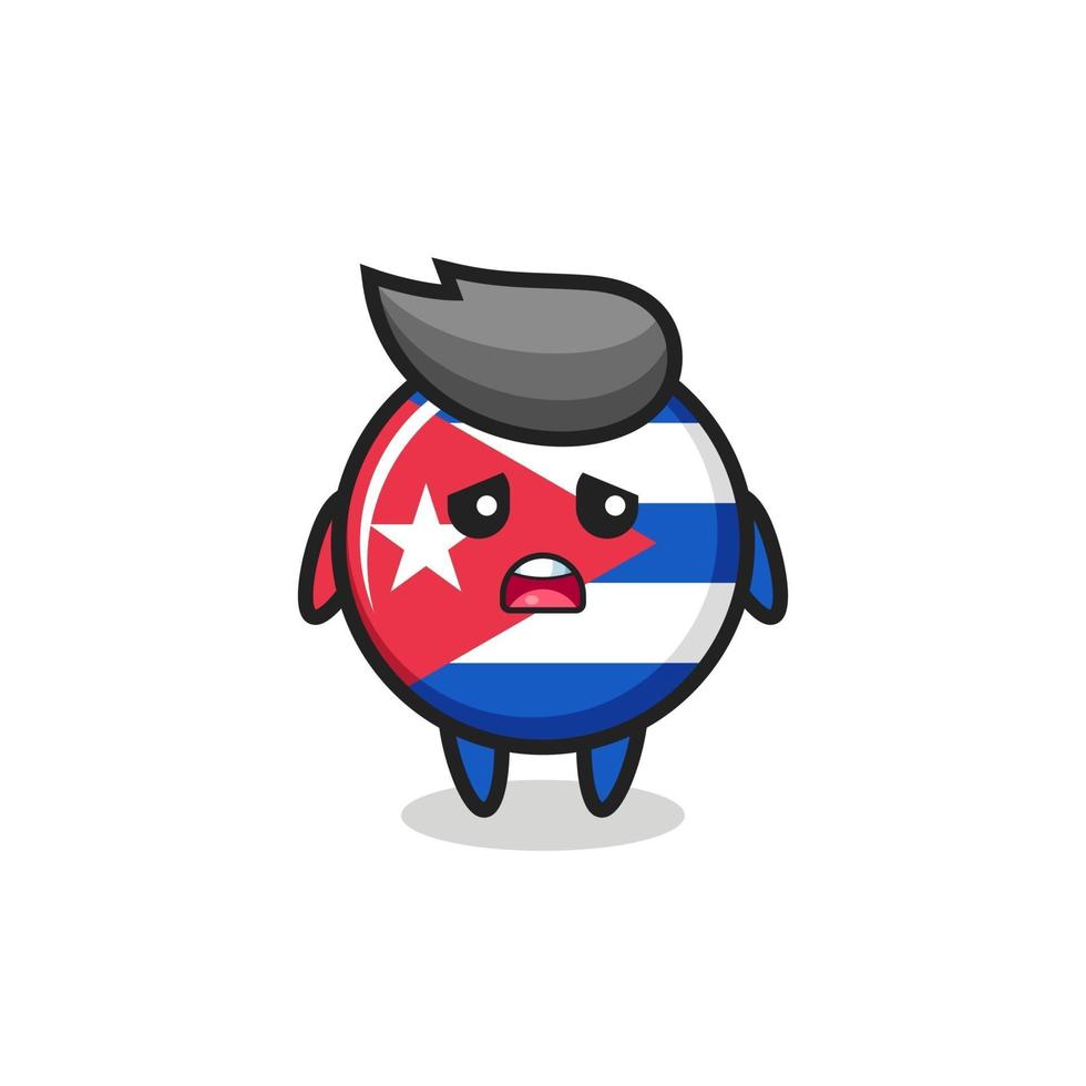 disappointed expression of the cuba flag badge cartoon vector