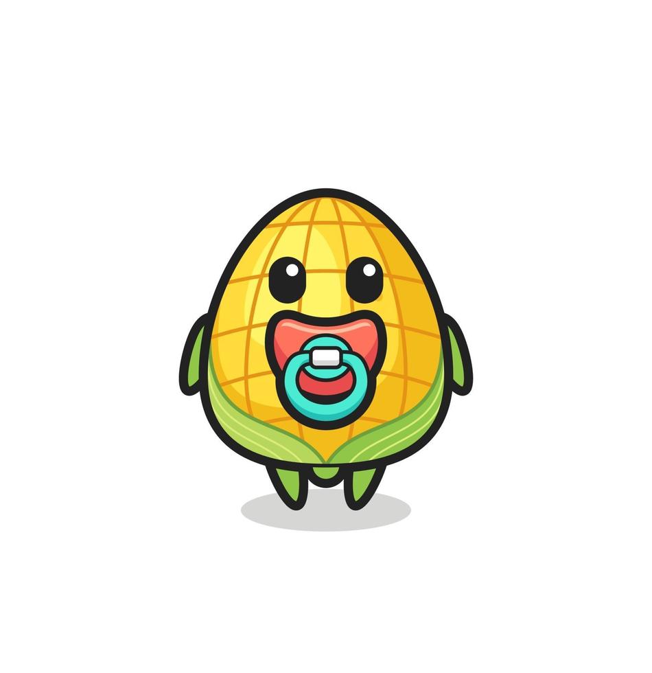baby corn cartoon character with pacifier vector