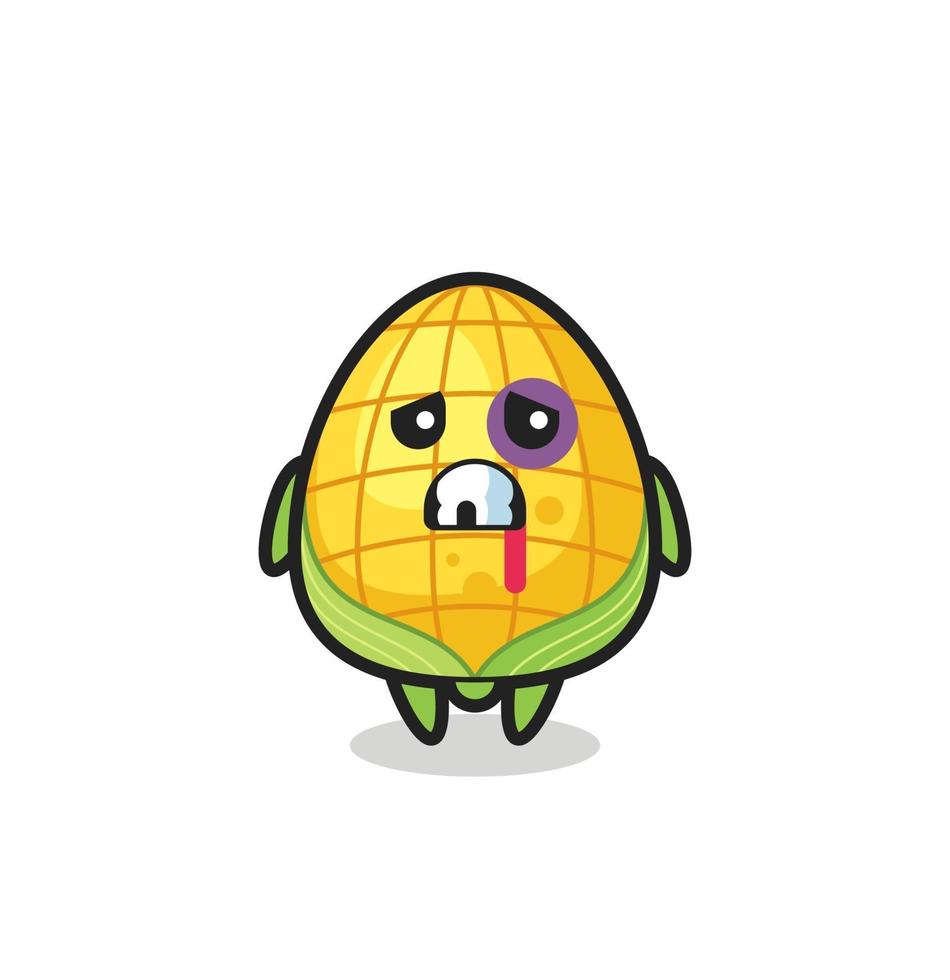 injured corn character with a bruised face vector
