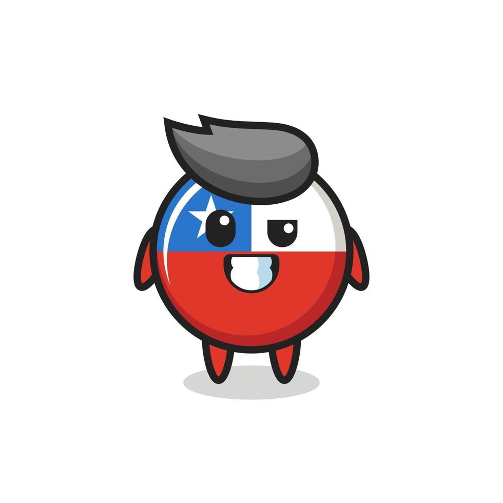 cute chile flag badge mascot with an optimistic face vector