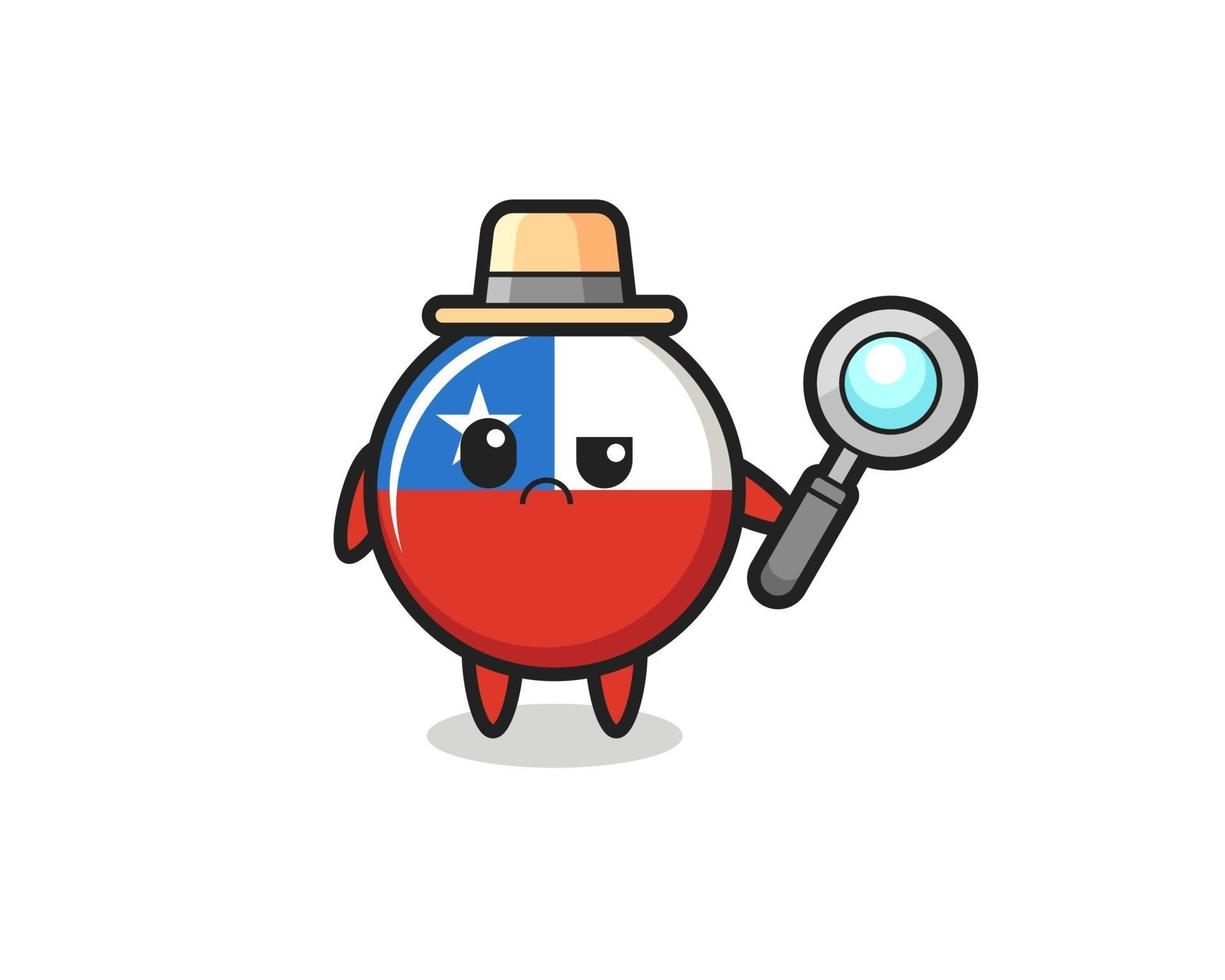 the mascot of cute chile flag badge as a detective vector