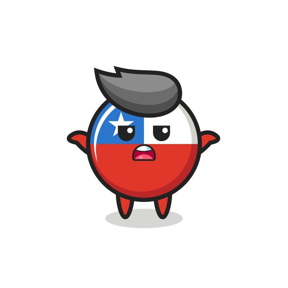 chile flag badge mascot character saying I do not know vector