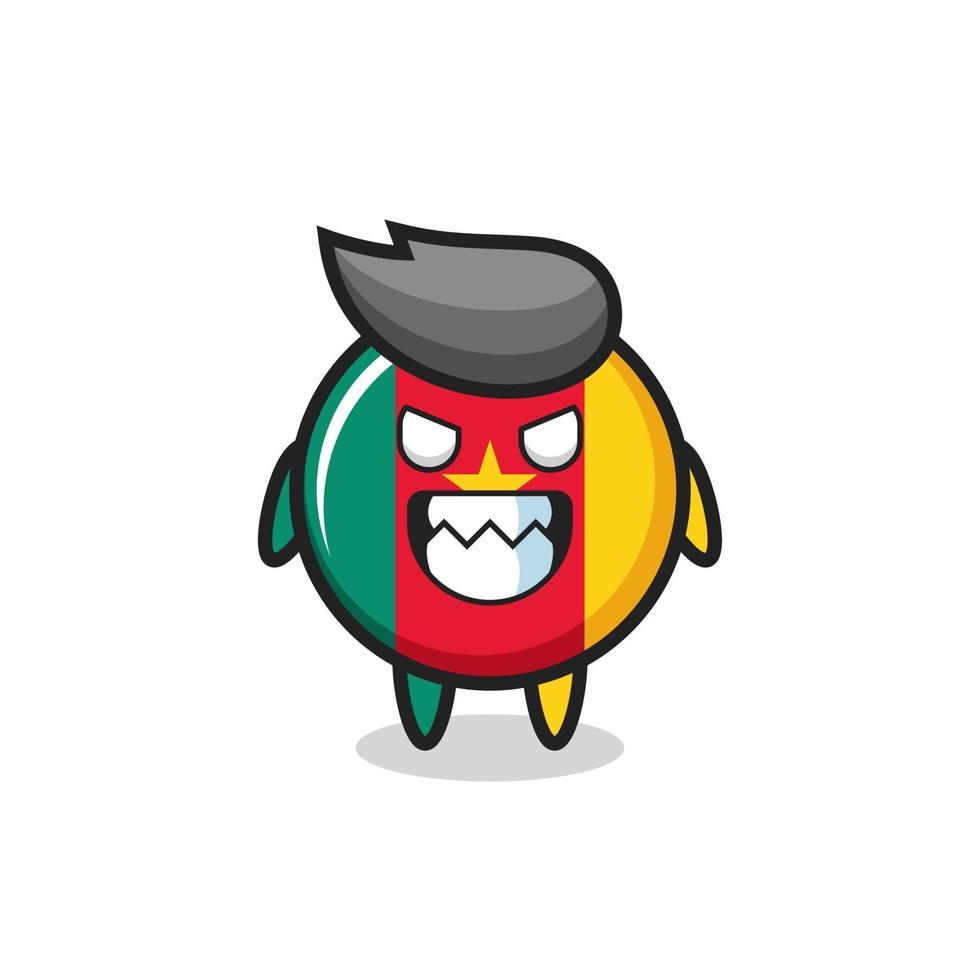 evil expression of the cameroon flag badge cute mascot character vector