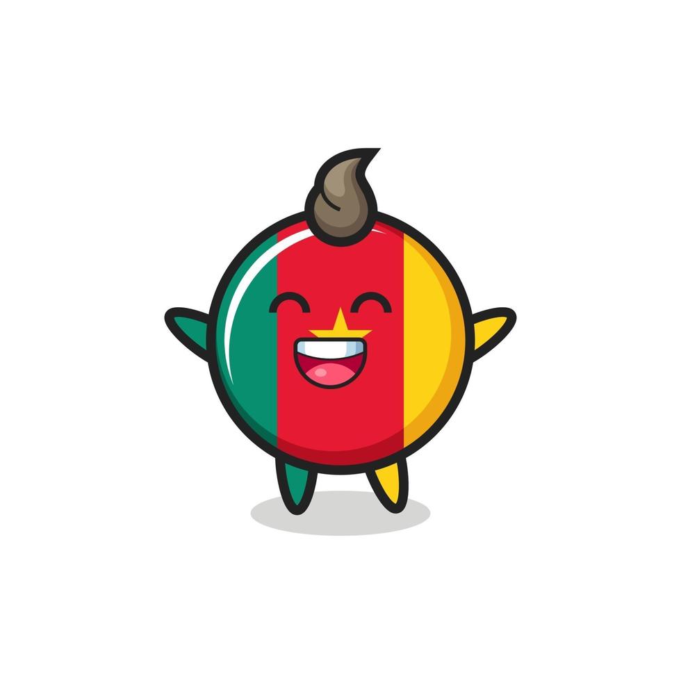 happy baby cameroon flag badge cartoon character vector
