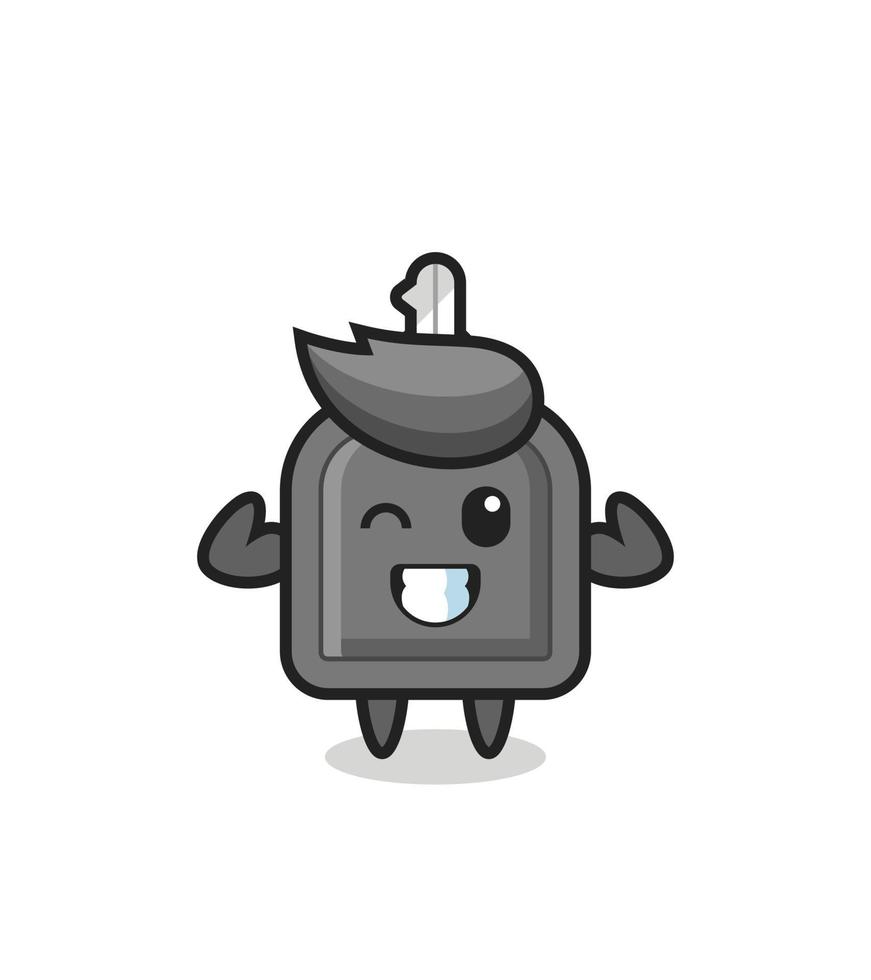 the muscular car key character is posing showing his muscles vector
