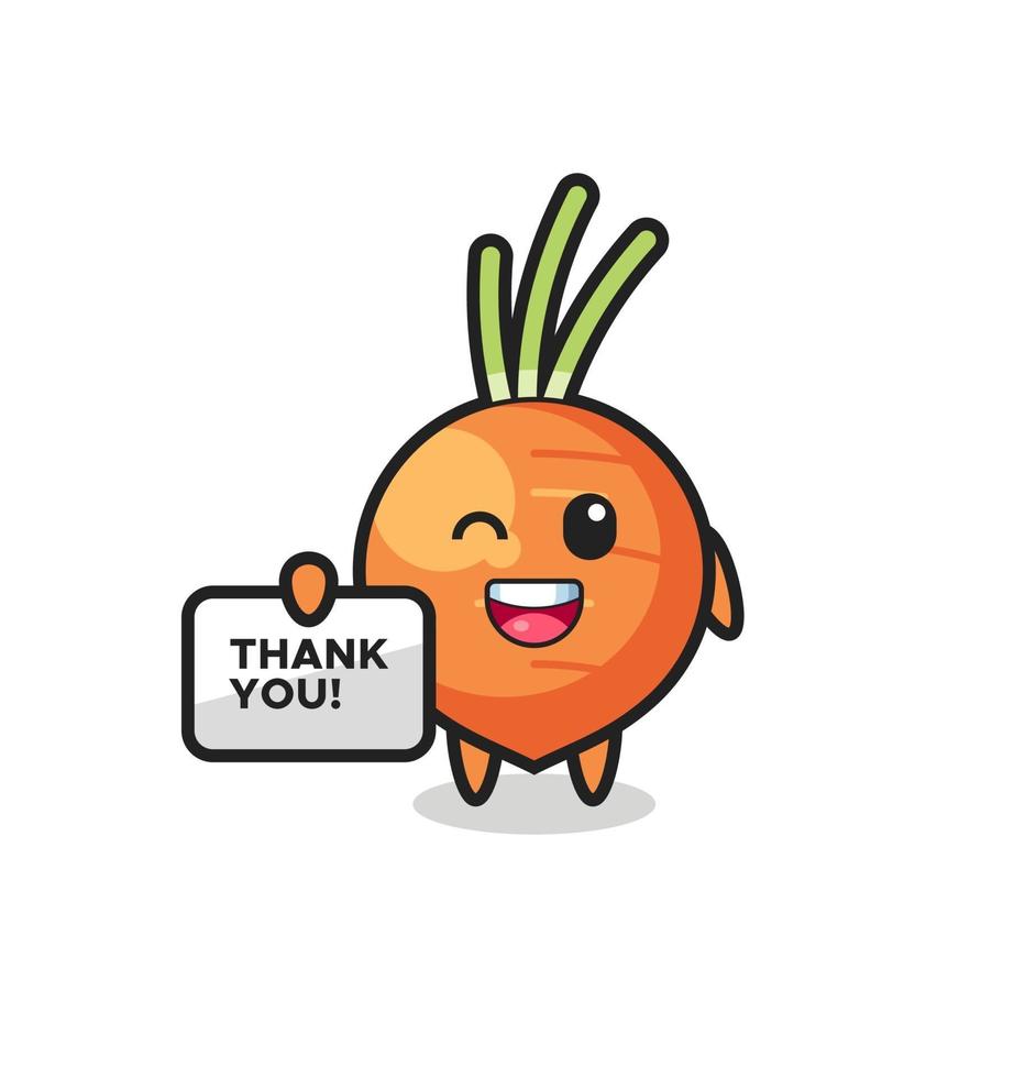 the mascot of the carrot holding a banner that says thank you vector