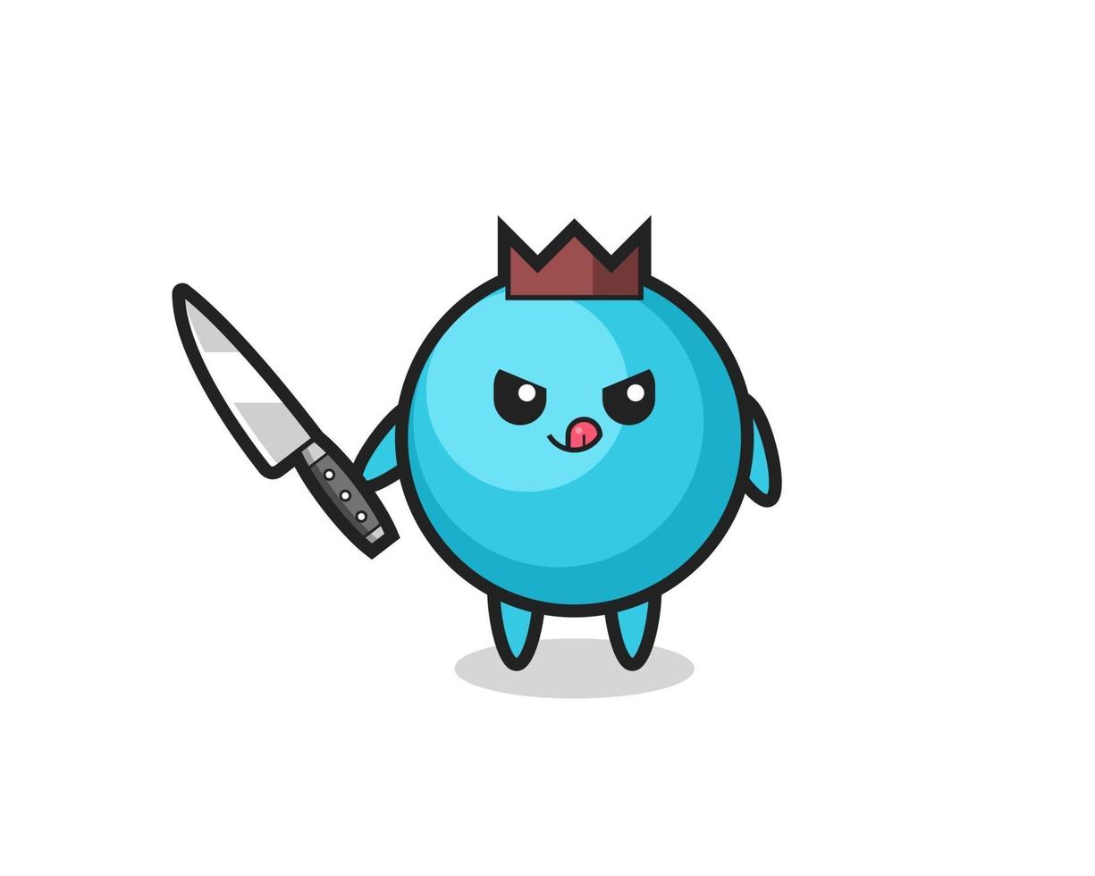 cute blueberry mascot holding a knife vector