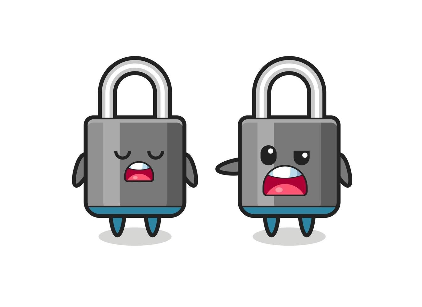 illustration of the argument between two cute padlock characters vector