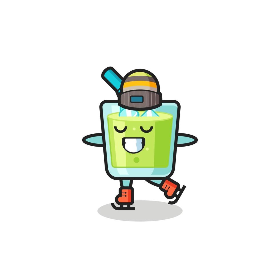 melon juice cartoon as an ice skater vector