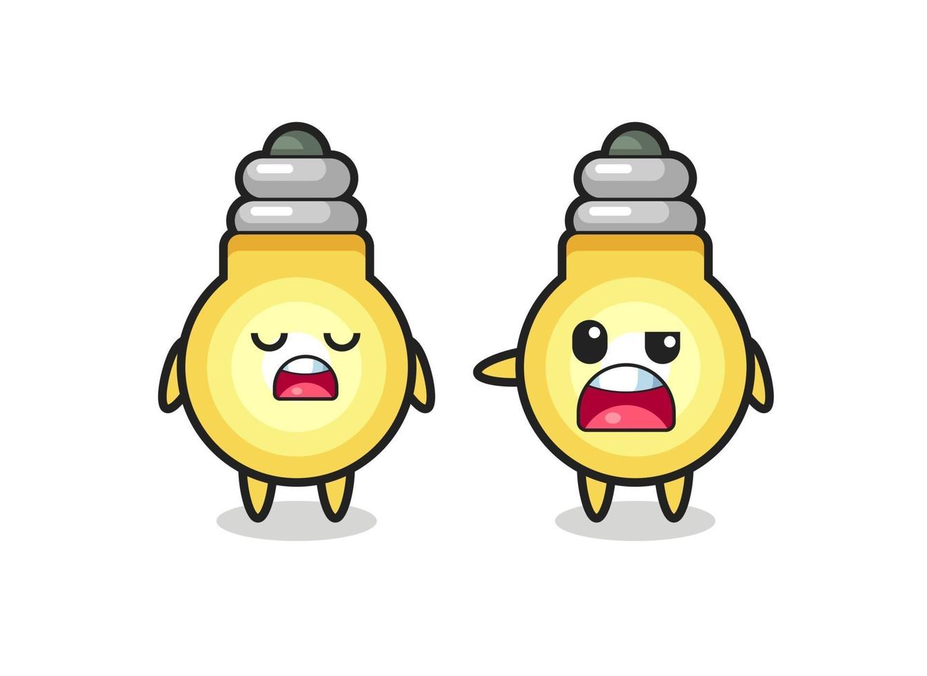 illustration of the argument between two cute light bulb characters vector
