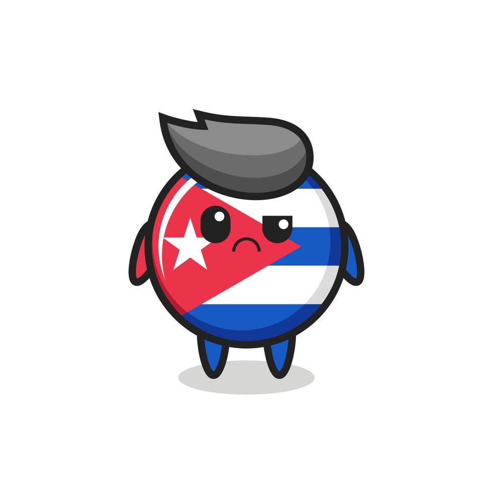 the mascot of the cuba flag badge with skeptical face vector