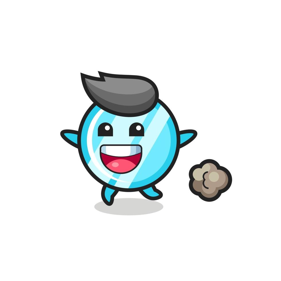 the happy mirror cartoon with running pose vector