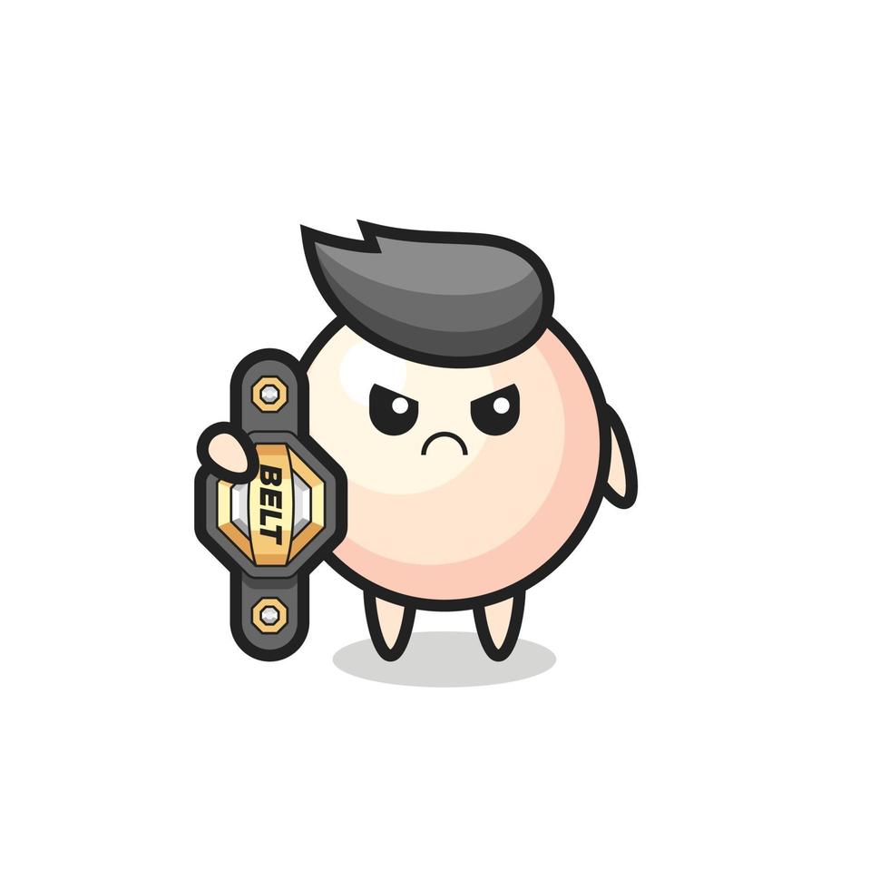 pearl mascot character as a MMA fighter with the champion belt vector