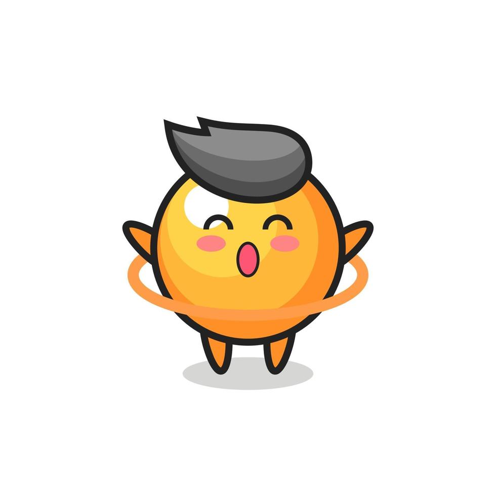 cute ping pong ball cartoon is playing hula hoop vector