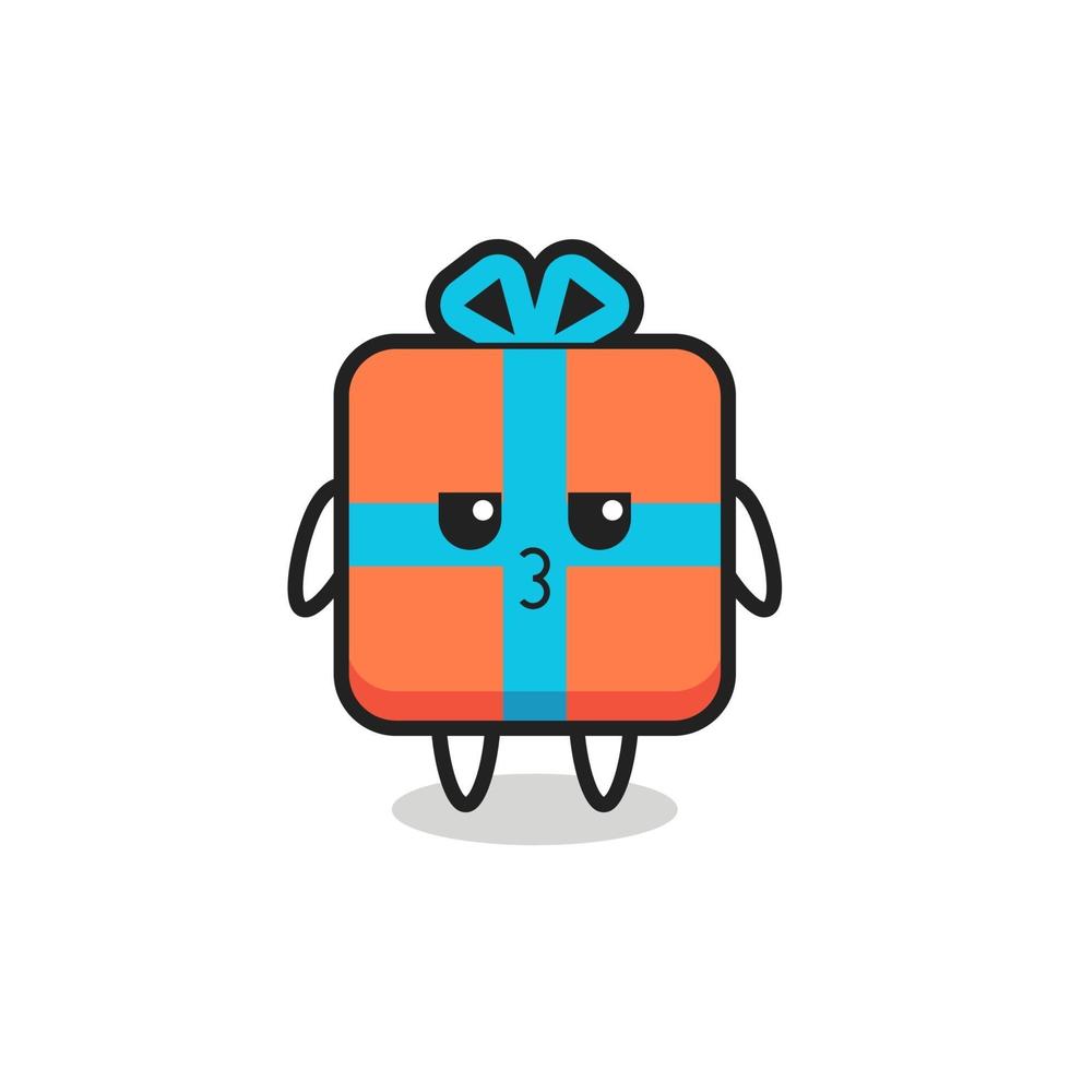 the bored expression of cute gift box characters vector