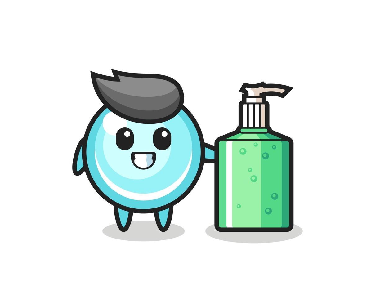 cute bubble cartoon with hand sanitizer vector