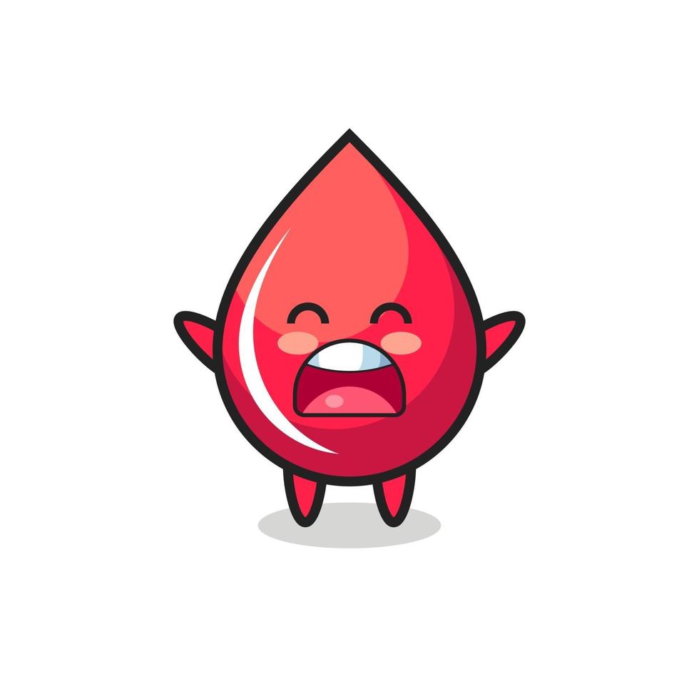 cute blood drop mascot with a yawn expression vector