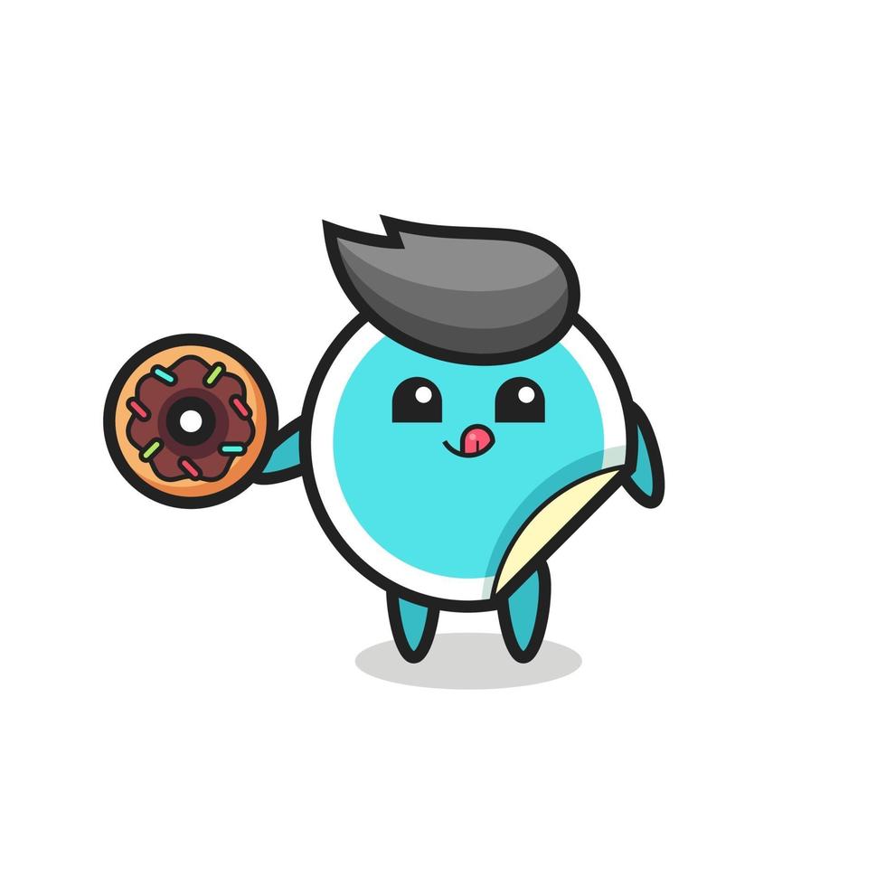 illustration of an sticker character eating a doughnut vector