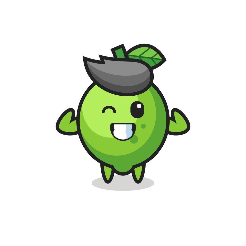 the muscular lime character is posing showing his muscles vector