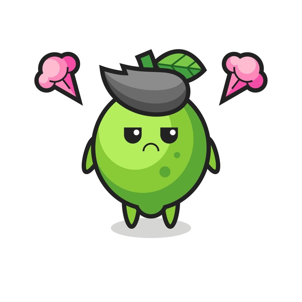 annoyed expression of the cute lime cartoon character vector