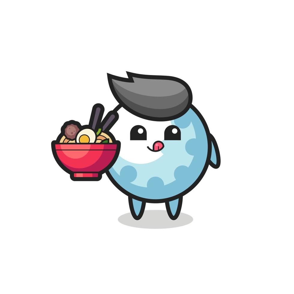 cute golf character eating noodles vector