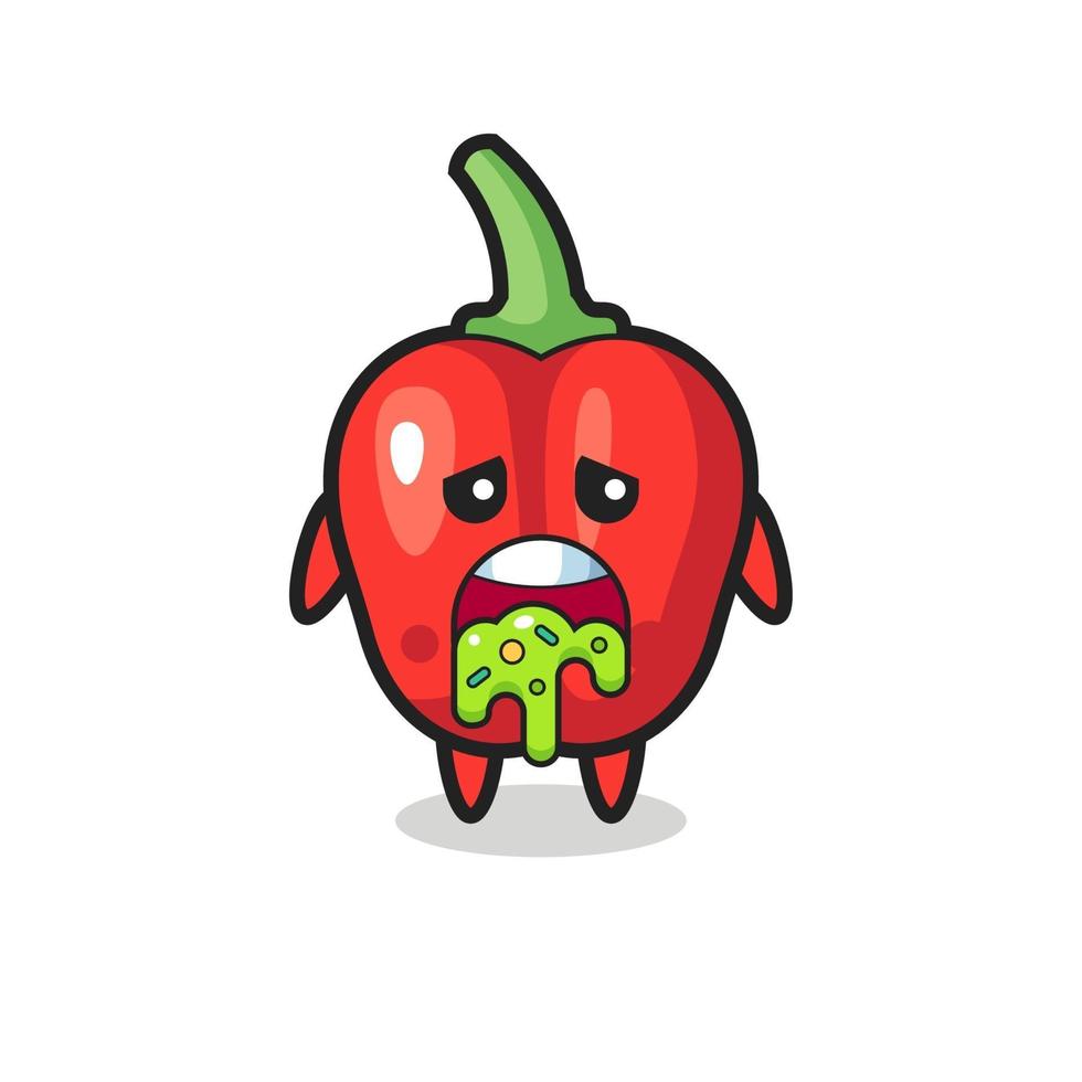the cute red bell pepper character with puke vector