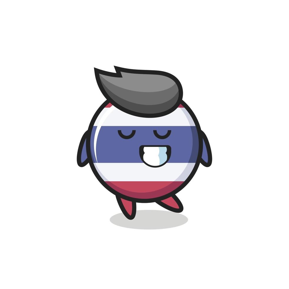 thailand flag badge cartoon illustration with a shy expression vector