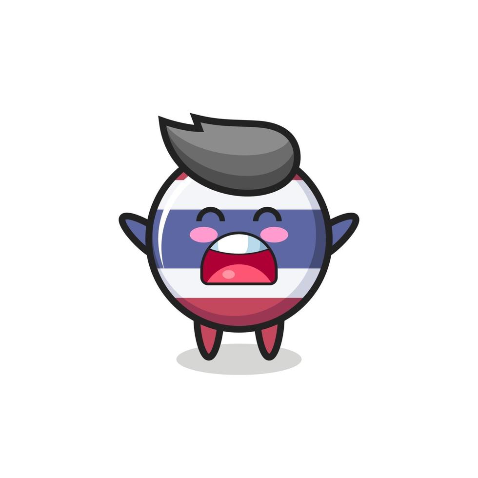 cute thailand flag badge mascot with a yawn expression vector
