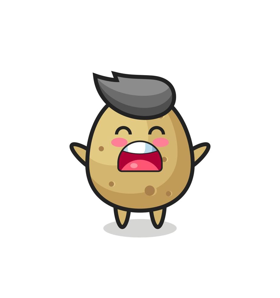 cute potato mascot with a yawn expression vector