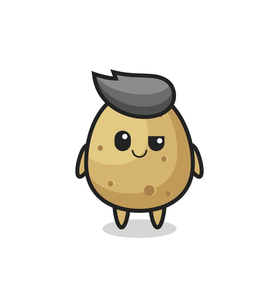 potato cartoon with an arrogant expression vector