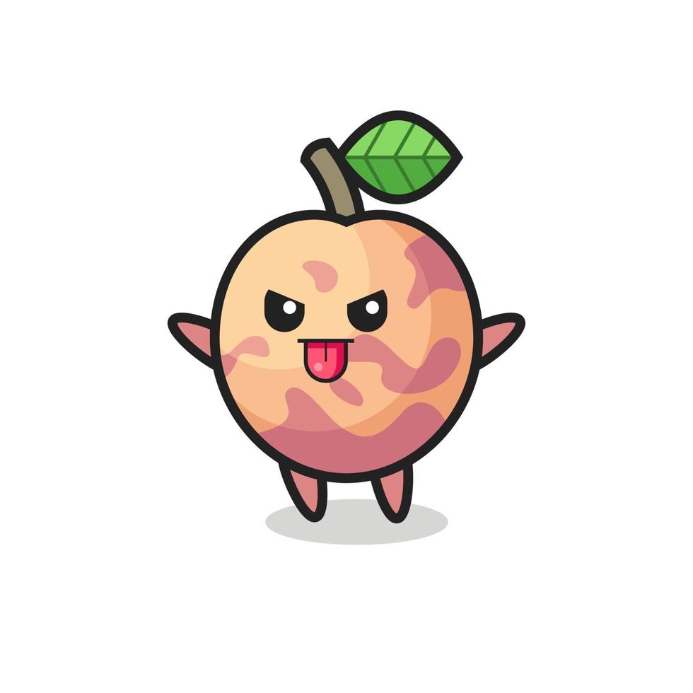 naughty pluot fruit character in mocking pose vector