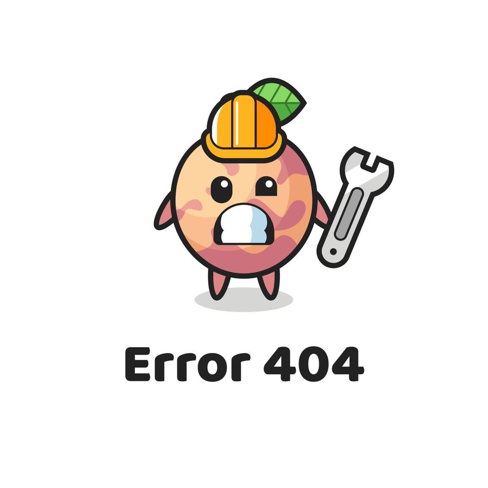 error 404 con la linda mascota de la fruta pluot vector