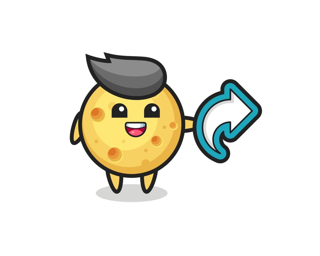 cute round cheese hold social media share symbol vector