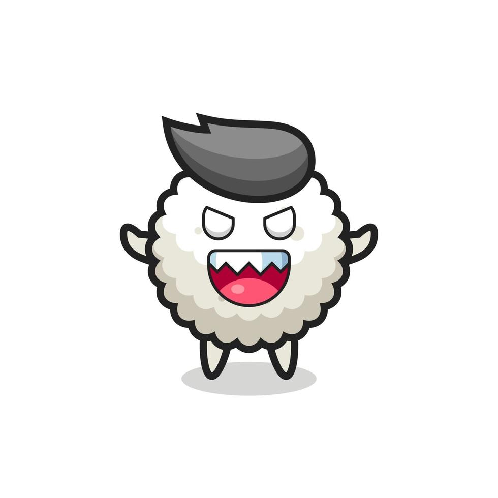 Ilustración del personaje de mascota de bola de arroz malvado vector