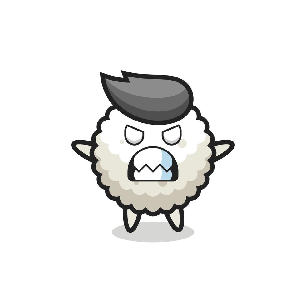 wrathful expression of the rice ball mascot character vector