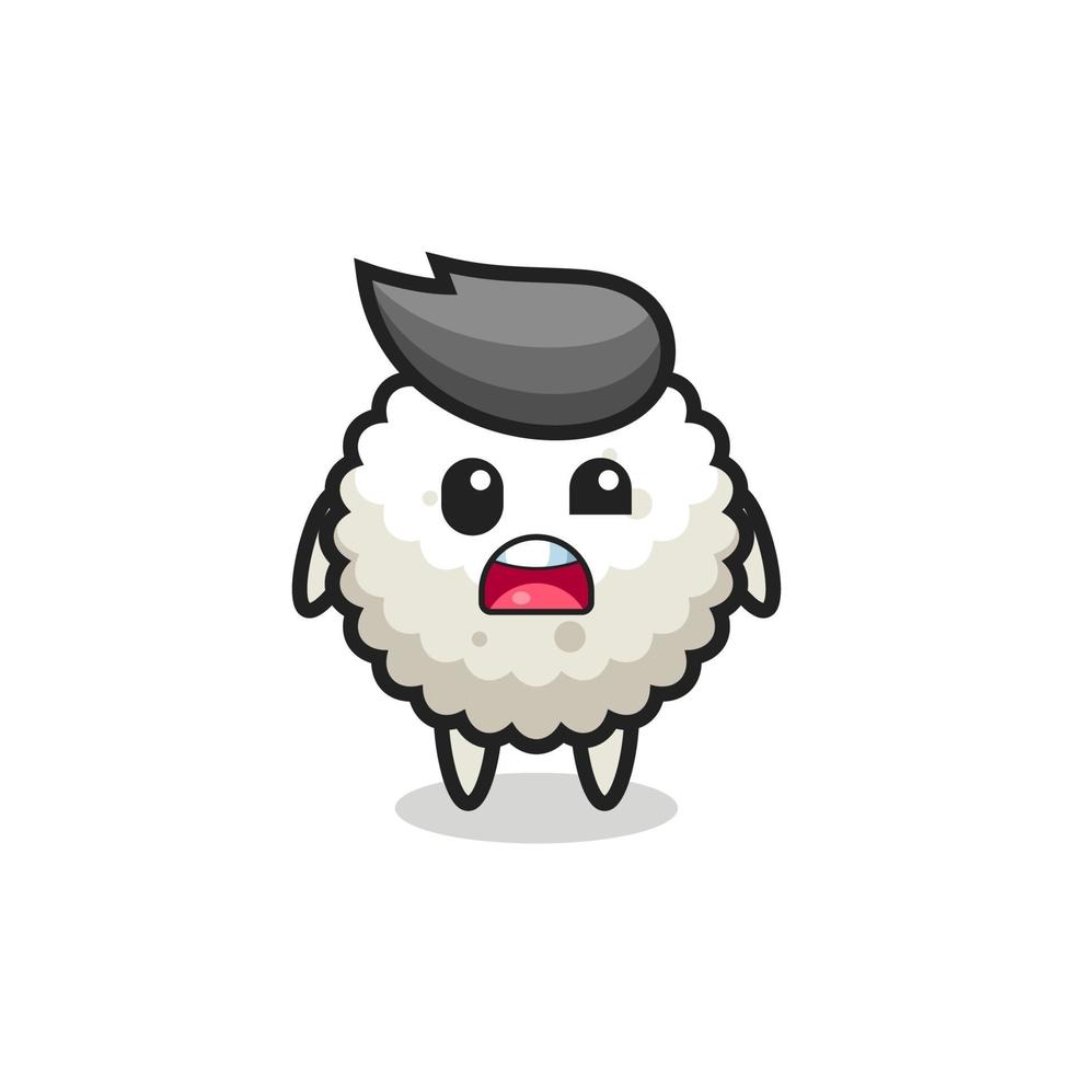 the shocked face of the cute rice ball mascot vector